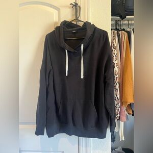 Women’s Black Hoodie with White Drawstrings
